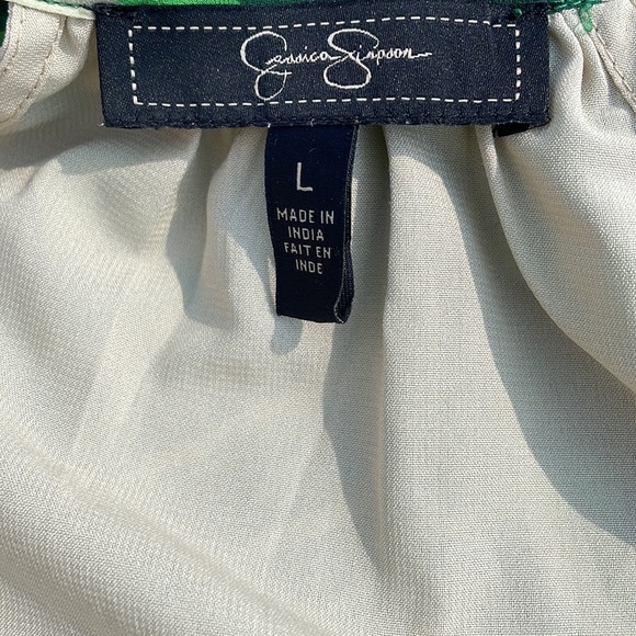 Jessica Simpson Tropical Flowing Top Green/Cream size LG - Picture 5 of 11